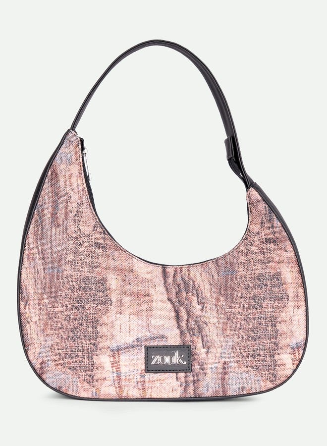 ZOUK Small Shoulder Bag | Vegan Leather Evening Bag for Women with Shoulder Strap, Zip Closure & Water-Resistant Lining | Stylish Handcrafted Purse | Ladakh Impasto - Image 3